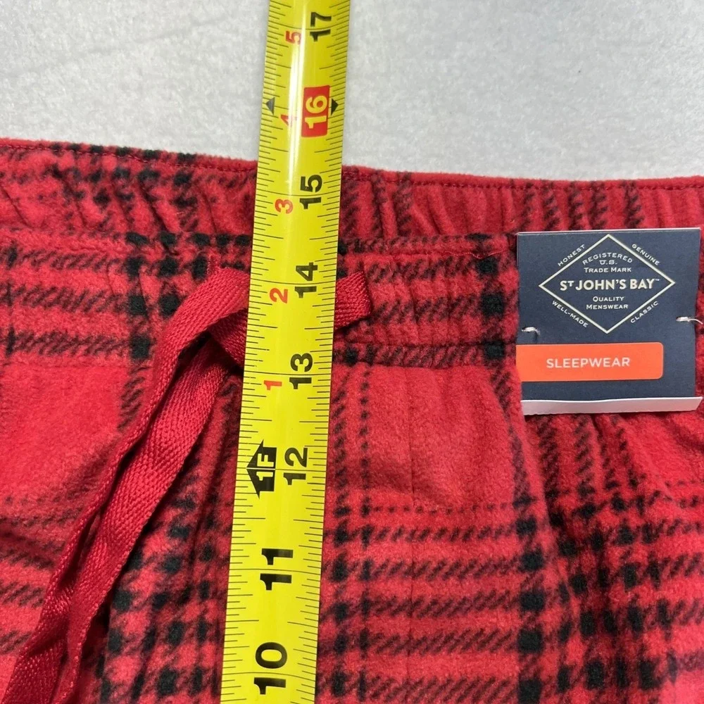 St. Johns Bay Men's Red & Black Plaid Fleece Sleepwear Pants Size XXL NWT